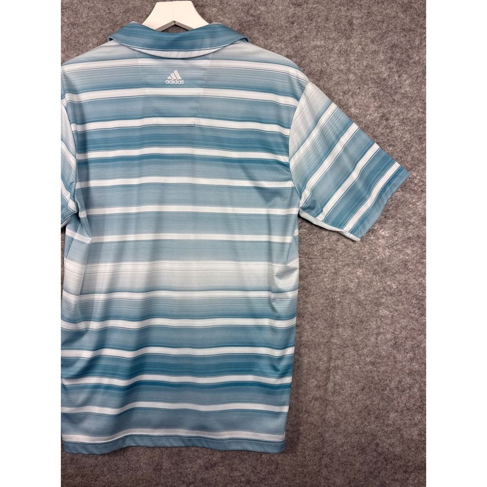 Adidas ClimaCool Mens Medium Blue Striped Golf Polo Conestoga Golf Club Shirt - Picture 11 of 13